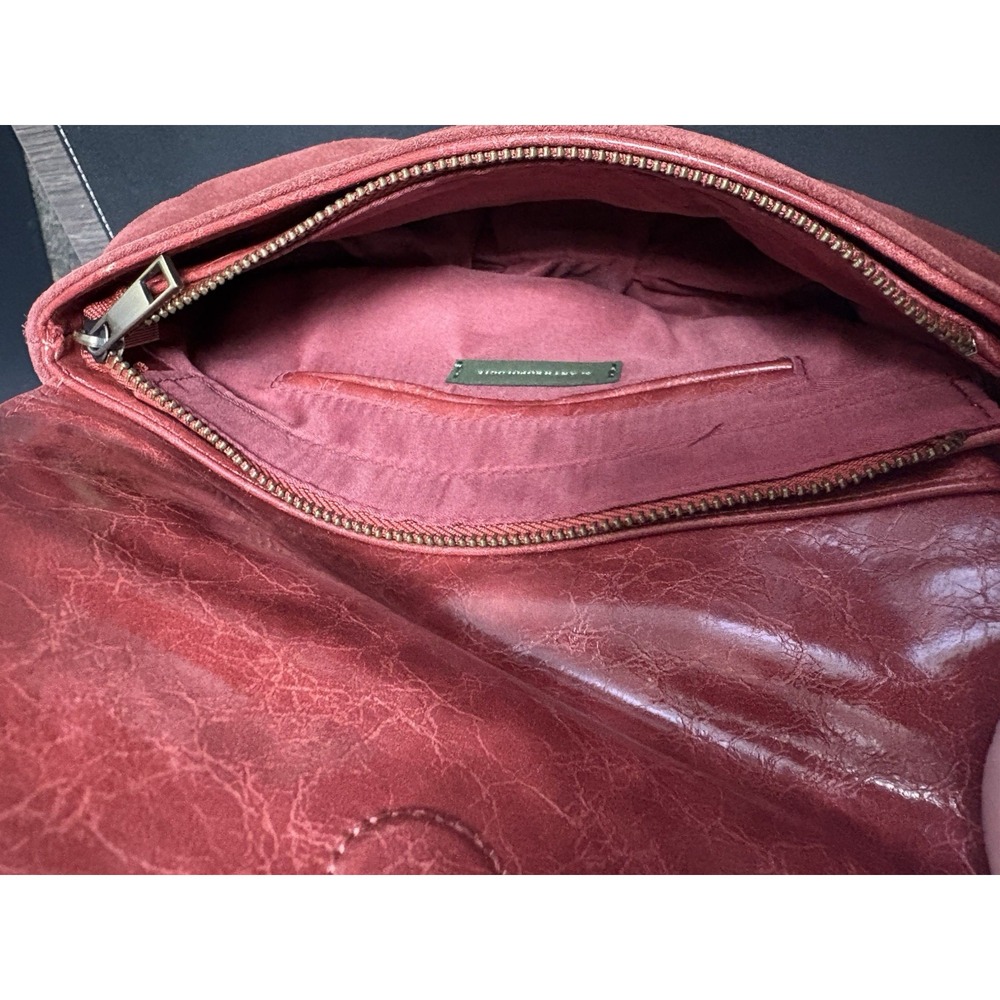 Anthropologie‎ Suede Leather Crossbody Small Terracotta Red Handbag - Picture 8 of 13